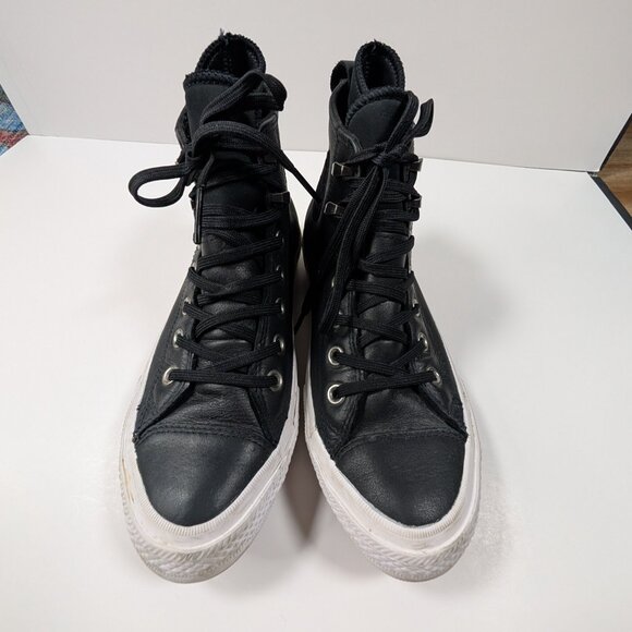 Like new black leather Converse Chuck Taylor All Star high-top sneakers - size 8 - Picture 17 of 17